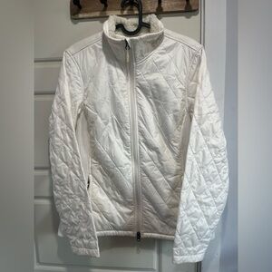 L.L. Bean White Puffer Jacket with Quilted Design
